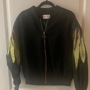 L'ATISTE Black Bomber Jacket with Gold Accents